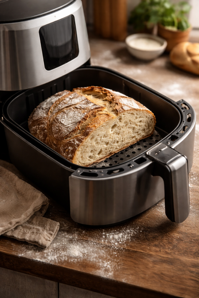 gesundes Brot backen im Airfryer mit knuspriger Kruste
